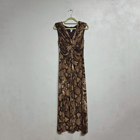 Chico's Tan Front Knot Snakeskin Print Maxi Sz 0.5/6 - Picture 2 of 12